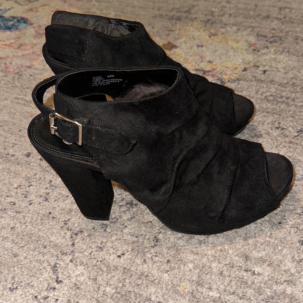 Black suede wedges